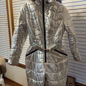 Silver Women's Puffer Snow Ski Suit